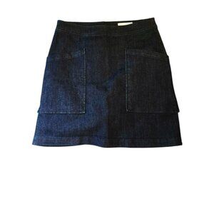 Loft Size 6 Women's Skirt Demin Mini Dark Wash Zippered Back Front Pockets